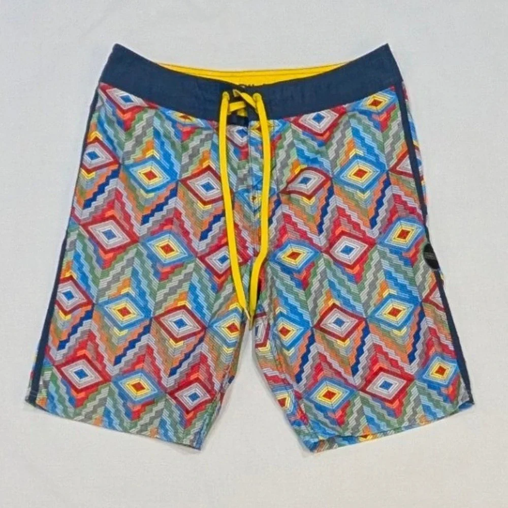 O'Neill Men's Geometric Diamond Print Board Shorts Multi-Color Size 31